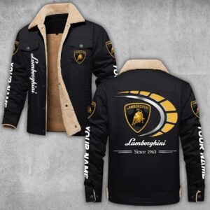 Lamborghini Lapel Collar Fleece Cargo Jacket Winter Jacket LCJ1003