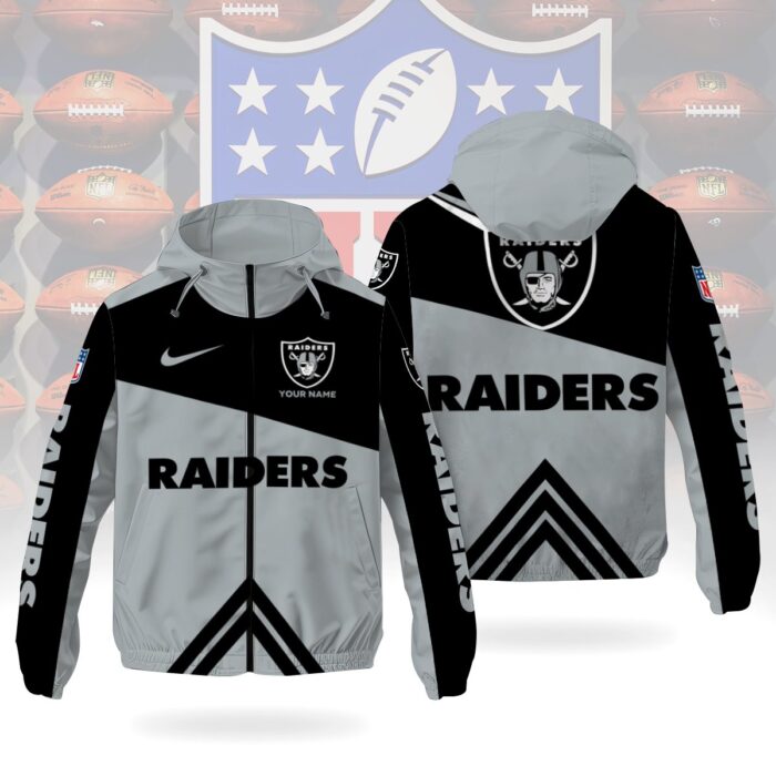 Las Vegas Raiders NFL Custom Windbreaker Outdoor Jacket Sport Fan Gift WWB1016