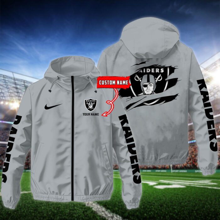 Las Vegas Raiders NFL Windbreaker Outdoor Jacket Custom Name WWB1050