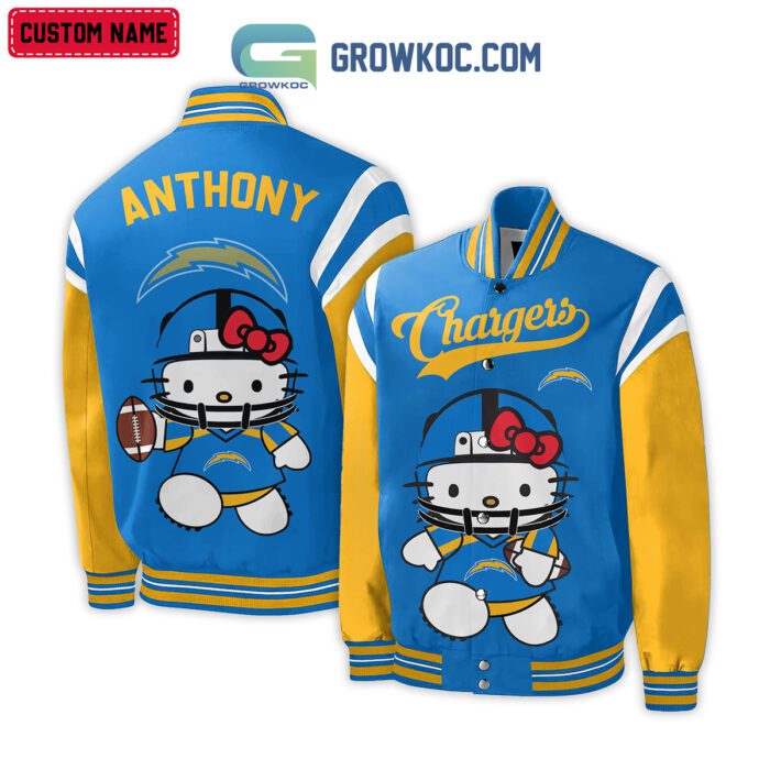 Los Angeles Chargers NFL Hello Kitty Personalized Baseball Jacket GBJ1524