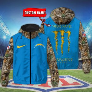 Los Angeles Chargers NFL Windbreaker Outdoor Camo Jacket Custom Name WWB1080