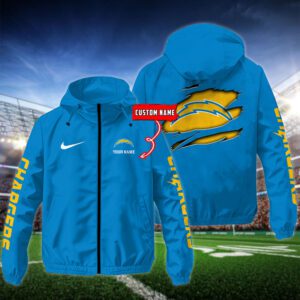 Los Angeles Chargers NFL Windbreaker Outdoor Jacket Custom Name WWB1047