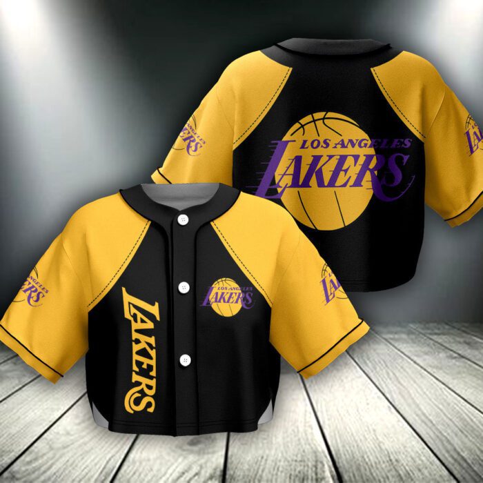 Los Angeles Lakers Crop Top Baseball Jersey CBJS1045