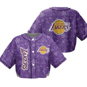 Los Angeles Lakers Crop Top Baseball Jersey CBJS1046