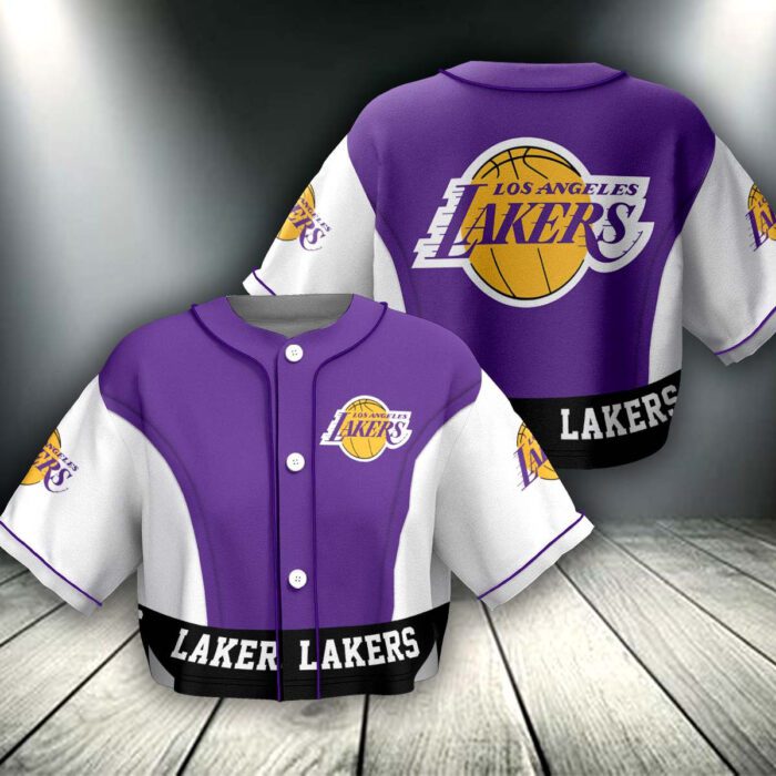 Los Angeles Lakers Crop Top Baseball Jersey CBJS1048