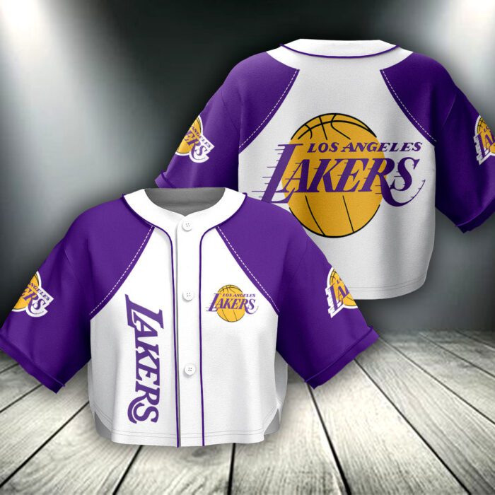 Los Angeles Lakers Crop Top Baseball Jersey CBJS1050