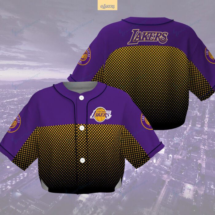 Los Angeles Lakers Crop Top Baseball Jersey CBJS1051