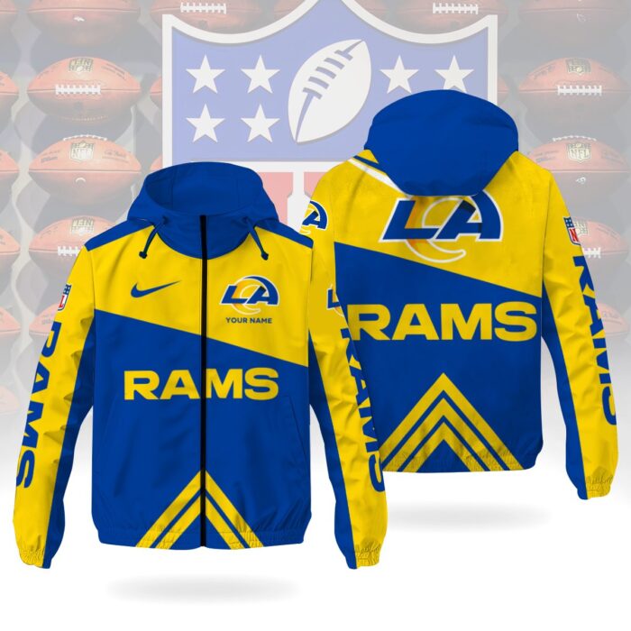 Los Angeles Rams NFL Custom Windbreaker Outdoor Jacket Sport Fan Gift WWB1018