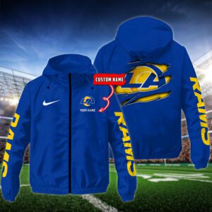 Los Angeles Rams NFL Windbreaker Outdoor Jacket Custom Name WWB1049