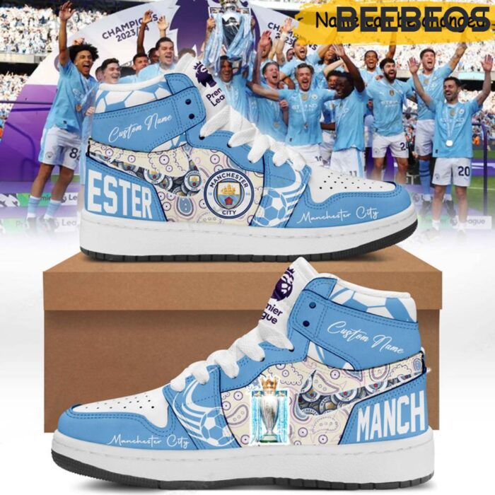 Manchester City Champions Premier League 2024 Air Jordan 1 High Top Shoes JD1 Sneakers BJD5064