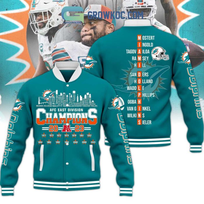 Miami Dolphins AFC Champions 2023 Baseball Jacket GBJ1483