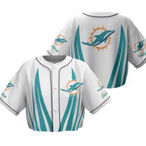 Miami Dolphins Crop Top Baseball Jersey CBJS1038