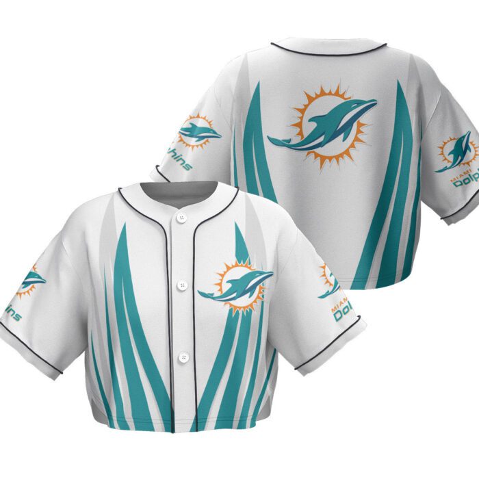 Miami Dolphins Crop Top Baseball Jersey CBJS1038