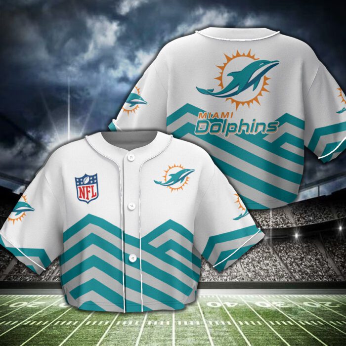 Miami Dolphins Crop Top Baseball Jersey CBJS1039