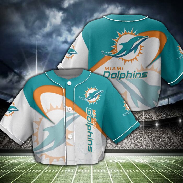 Miami Dolphins Crop Top Baseball Jersey CBJS1041