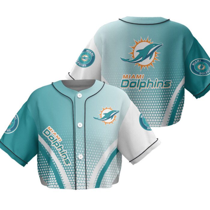 Miami Dolphins Crop Top Baseball Jersey CBJS1043