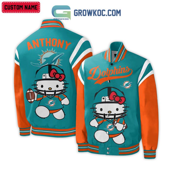 Miami Dolphins NFL Hello Kitty Personalized Baseball Jacket GBJ1521