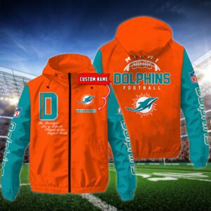 Miami Dolphins Personalized NFL Windbreaker Outdoor Camo Jacket WWB1115