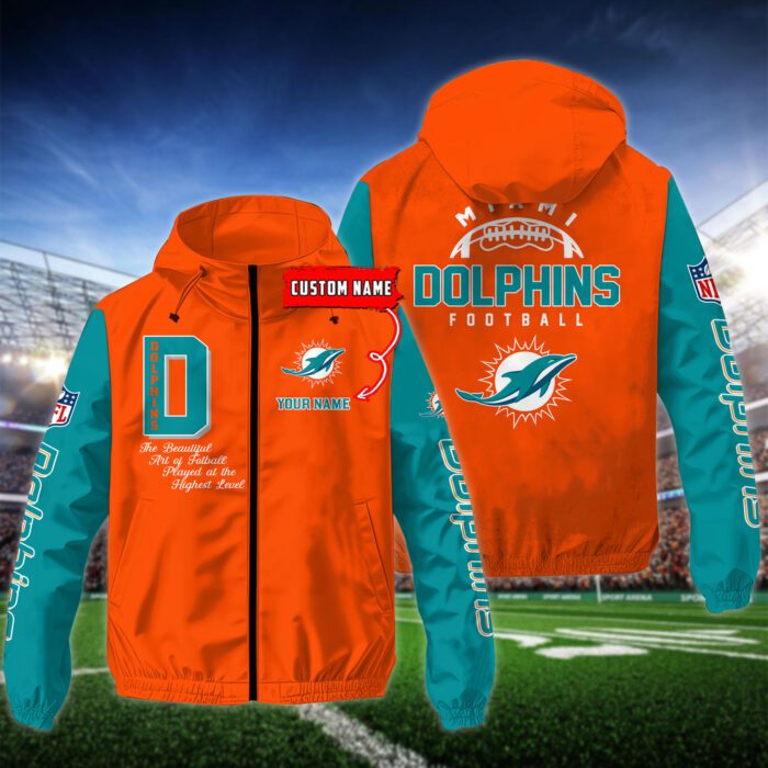 Miami Dolphins Personalized NFL Windbreaker Outdoor Camo Jacket WWB1115