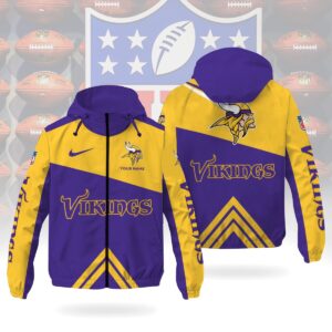 Minnesota Vikings NFL Custom Windbreaker Outdoor Jacket Sport Fan Gift WWB1020