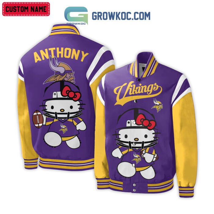 Minnesota Vikings NFL Hello Kitty Personalized Baseball Jacket GBJ1520