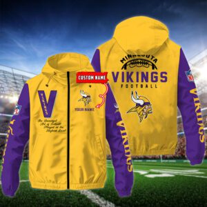 Minnesota Vikings Personalized NFL Windbreaker Outdoor Camo Jacket WWB1117