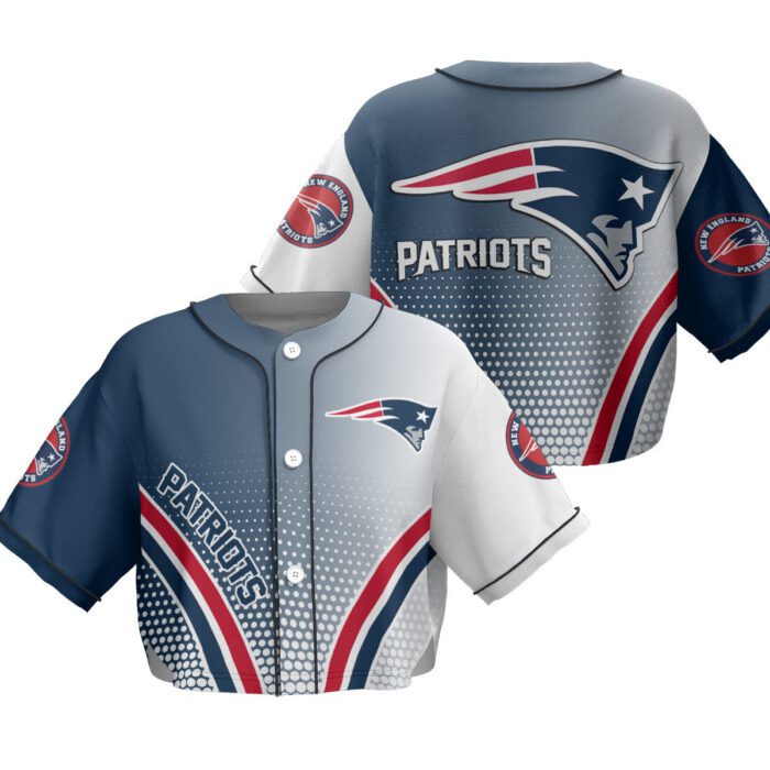 New England Patriots Crop Top Baseball Jersey CBJS1020