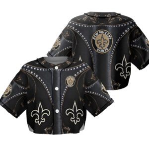 New Orleans Saints Crop Top Baseball Jersey CBJS1052