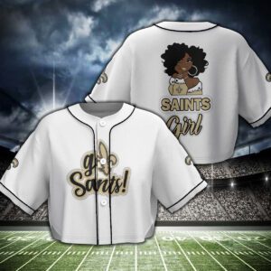 New Orleans Saints Crop Top Baseball Jersey CBJS1053