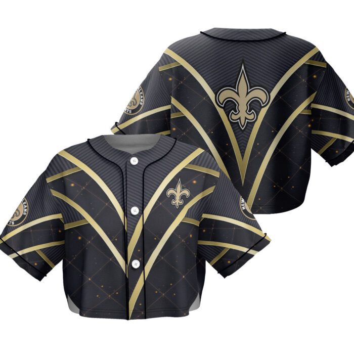 New Orleans Saints Crop Top Baseball Jersey CBJS1054