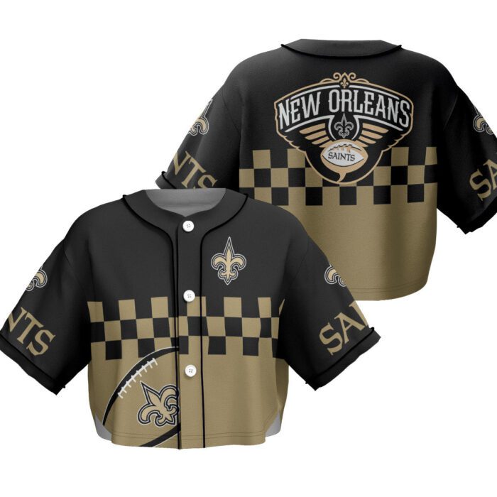 New Orleans Saints Crop Top Baseball Jersey CBJS1059