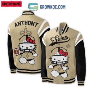 New Orleans Saints NFL Hello Kitty Personalized Baseball Jacket GBJ1543