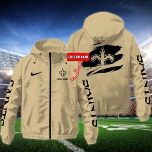 New Orleans Saints NFL Windbreaker Outdoor Jacket Custom Name WWB1054