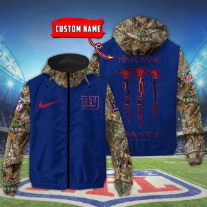 New York Giants NFL Windbreaker Outdoor Camo Jacket Custom Name WWB1086