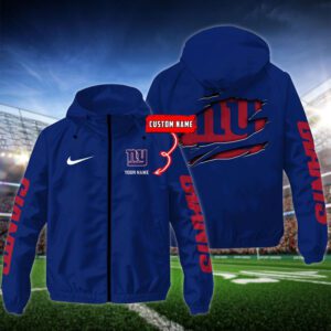 New York Giants NFL Windbreaker Outdoor Jacket Custom Name WWB1055