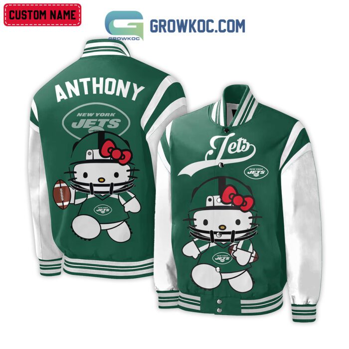 New York Jets NFL Hello Kitty Personalized Baseball Jacket GBJ1516