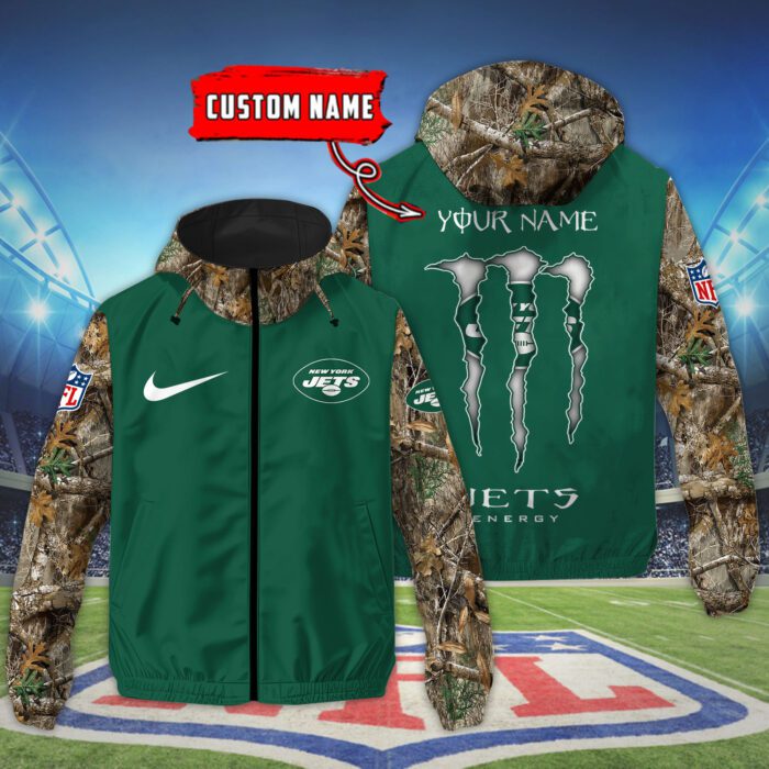 New York Jets NFL Windbreaker Outdoor Camo Jacket Custom Name WWB1087