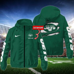 New York Jets NFL Windbreaker Outdoor Jacket Custom Name WWB1057