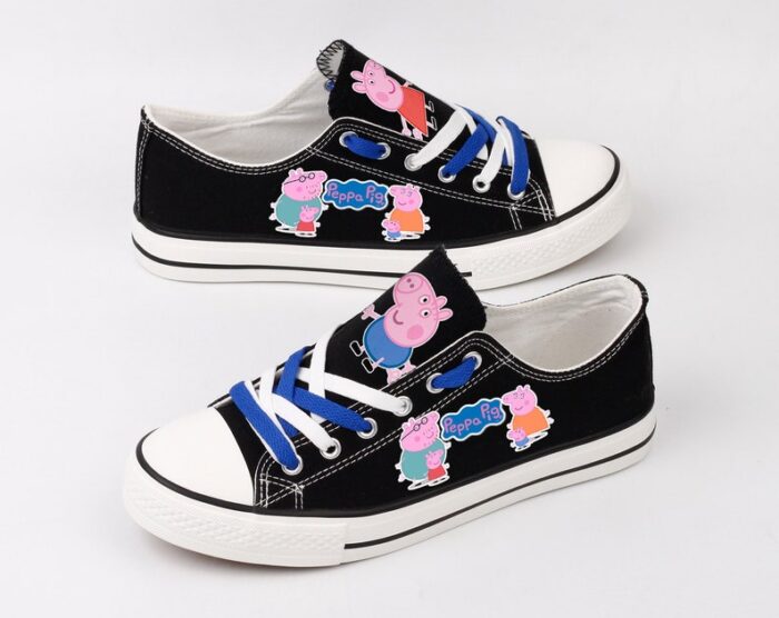 Peppa Pig Shoes Low Top Canvas Sneakers Black Shoes ELT1161