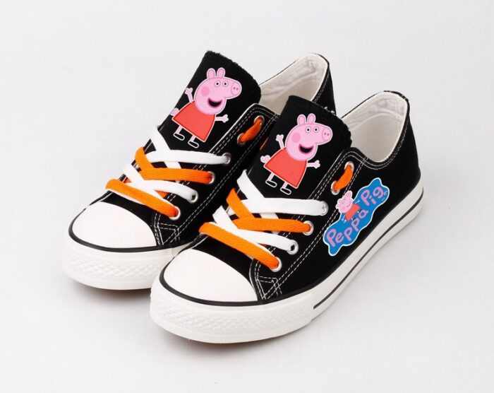 Peppa Pig Shoes Low Top Canvas Sneakers Black Shoes ELT1162