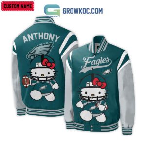 Philadelphia Eagles NFL Hello Kitty Personalized Baseball Jacket GBJ1514