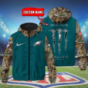 Philadelphia Eagles NFL Windbreaker Outdoor Camo Jacket Custom Name WWB1088