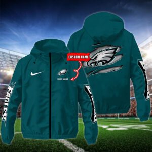 Philadelphia Eagles NFL Windbreaker Outdoor Jacket Custom Name WWB1056