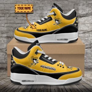 Pittsburgh Penguins NHL Personalized Jordan 3 Sneakers JD3 Shoes For Fans WJD3021