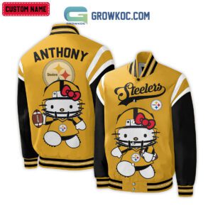 Pittsburgh Steelers NFL Hello Kitty Personalized Baseball Jacket GBJ1517