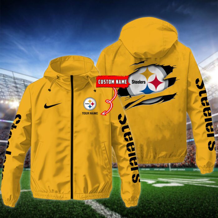 Pittsburgh Steelers NFL Windbreaker Outdoor Jacket Custom Name WWB1058