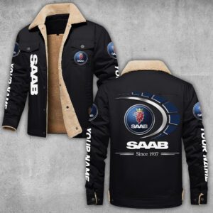 Saab Lapel Collar Fleece Cargo Jacket Winter Jacket LCJ1031