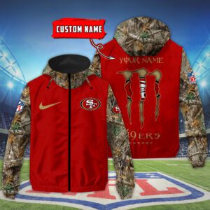 San Francisco 49ers NFL Windbreaker Outdoor Camo Jacket Custom Name WWB1089