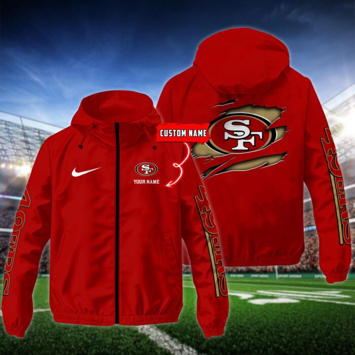 San Francisco 49ers NFL Windbreaker Outdoor Jacket Custom Name WWB1061