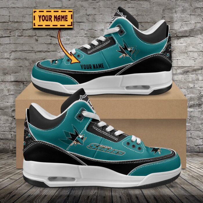 San Jose Sharks NHL Personalized Jordan 3 Sneakers JD3 Shoes For Fans WJD3022